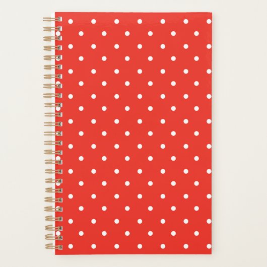 Naadloos rood achtergrond polka stippatroon planner (Voorkant)