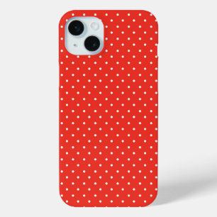 Naadloos rood achtergrond polka stippenpatroon iPhone 15 mini hoesje