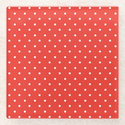 Naadloos rood achtergrond polka stippenpatroon glazen onderzetter (Voorkant)