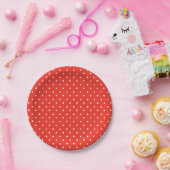 Naadloos rood achtergrond polka stippenpatroon papieren bordje (Feest)