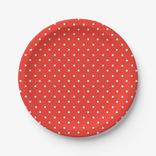 Naadloos rood achtergrond polka stippenpatroon papieren bordje (Voorkant)