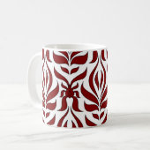 Naadloos rood en wit patroonontwerp koffiemok (Voorkant links)