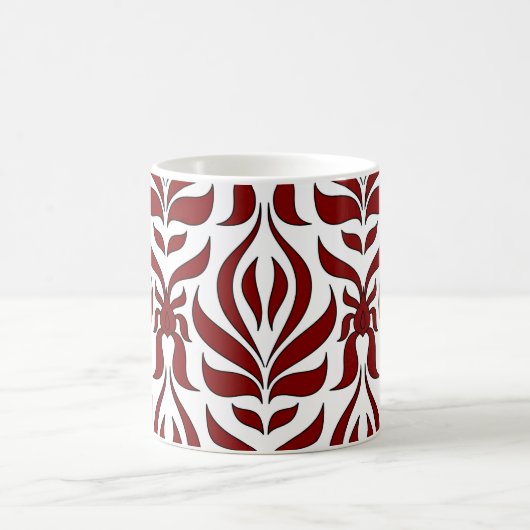 Naadloos rood en wit patroonontwerp koffiemok (Center)