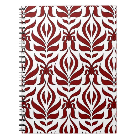 Naadloos rood en wit patroonontwerp notitieboek (Voorkant)