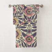 Naadloos roze en blauw Floral Patroon Bad Handdoek (Insitu)