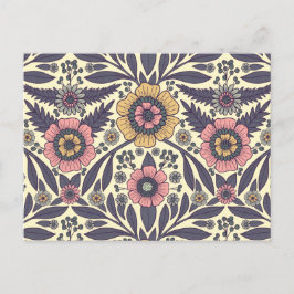 Naadloos roze en blauw Floral Patroon Briefkaart