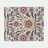 Naadloos roze en blauw Floral Patroon Fleece Deken (Voorkant (Horizontaal))
