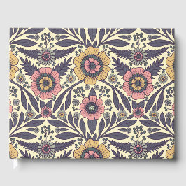 Naadloos roze en blauw Floral Patroon Gastenboek