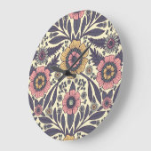 Naadloos roze en blauw Floral Patroon Grote Klok (Hoek)
