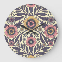 Naadloos roze en blauw Floral Patroon Grote Klok