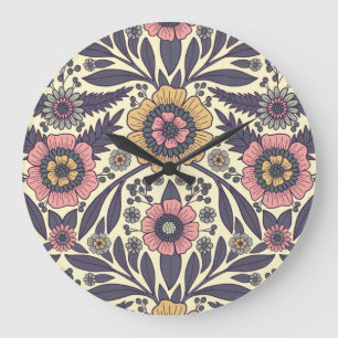 Naadloos roze en blauw Floral Patroon Grote Klok