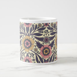 Naadloos roze en blauw Floral Patroon Grote Koffiekop