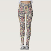 Naadloos roze en blauw Floral Patroon Leggings (Voorkant)