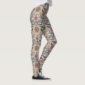 Naadloos roze en blauw Floral Patroon Leggings (Rechts)