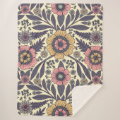 Naadloos roze en blauw Floral Patroon Sherpa Deken (Voorkant)