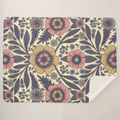 Naadloos roze en blauw Floral Patroon Sherpa Deken (Voorkant (horizontaal))