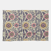 Naadloos roze en blauw Floral Patroon Theedoek (Horizontaal)