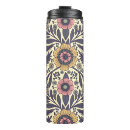 Naadloos roze en blauw Floral Patroon Thermosbeker