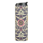 Naadloos roze en blauw Floral Patroon Thermosbeker (Gedraaid links)