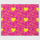 Naadloos roze inpakpapier met hartenpotloden (Vlak)
