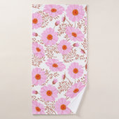 Naadloos roze  patroon van de witte bloem badhanddoek (Badhanddoek)