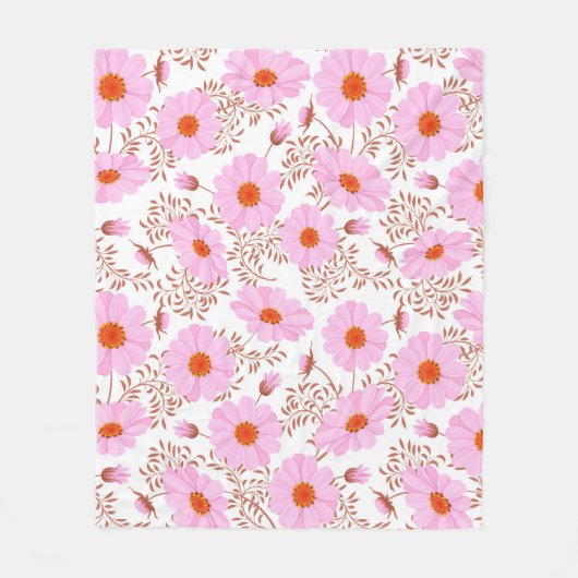 Naadloos roze patroon van de witte bloem fleece deken (Voorkant)