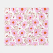 Naadloos roze patroon van de witte bloem fleece deken (Voorkant (Horizontaal))