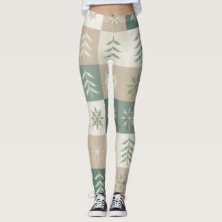 Naadloos Scandinavisch kerstboom patroon Leggings