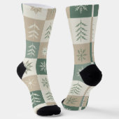 Naadloos Scandinavisch kerstboom patroon Sokken (Gebogen)