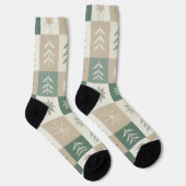 Naadloos Scandinavisch kerstboom patroon Sokken (Rechts)