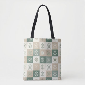 Naadloos Scandinavisch kerstboom patroon Tote Bag