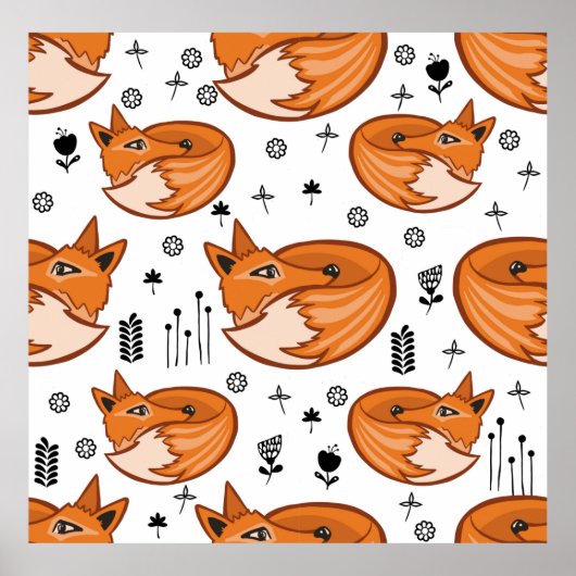 Naadloos scandinavisch patroon. kinder achtergrond poster (Voorkant)