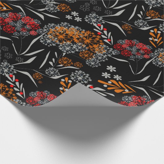 Naadloos schattig klein bloesbloem zwart v cadeaupapier (Hoek)