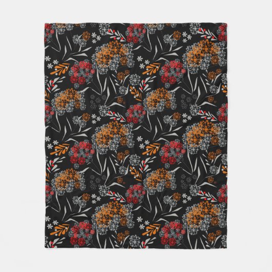 Naadloos schattig klein bloesbloem zwart v fleece deken (Voorkant)