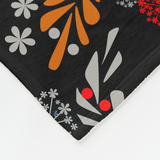 Naadloos schattig klein bloesbloem zwart v fleece deken (Hoek)