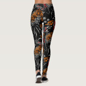Naadloos schattig klein bloesbloem zwart v leggings (Achterkant)