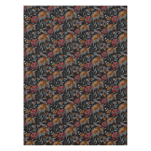 Naadloos schattig klein bloesbloem zwart v tafelkleed (Voorkant)