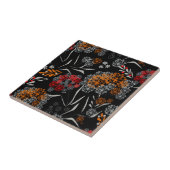 Naadloos schattig klein bloesbloem zwart v tegeltje (Zijkant)