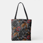 Naadloos schattig klein bloesbloem zwart v tote bag (Achterkant)