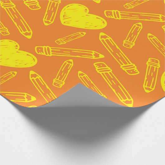 Naadloos schoolhart en potlood inpakpapier (Hoek)