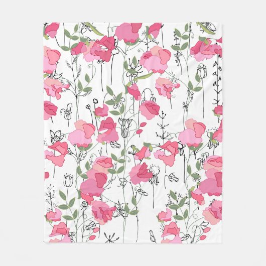 Naadloos seizoenspatroon met zoete erwt. eindeloos fleece deken (Voorkant)