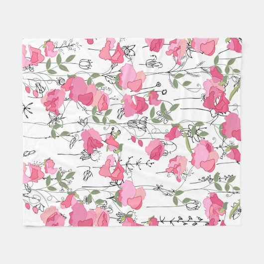 Naadloos seizoenspatroon met zoete erwt. eindeloos fleece deken (Voorkant (Horizontaal))