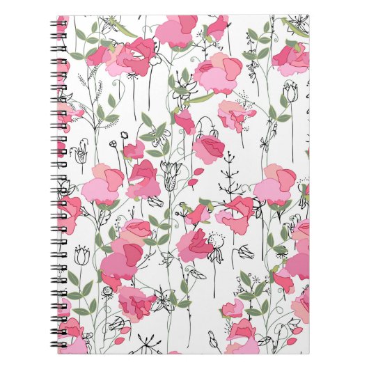 Naadloos seizoenspatroon met zoete erwt. eindeloos notitieboek (Voorkant)