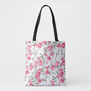 Naadloos seizoenspatroon met zoete erwt. eindeloos tote bag