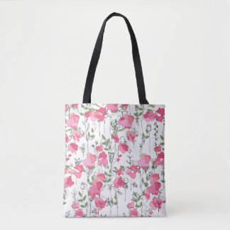 Naadloos seizoenspatroon met zoete erwt. eindeloos tote bag