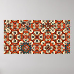 Naadloos sierpatroon met florale en paisle poster