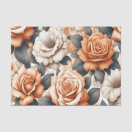 Naadloos Sinaasappel en wit rozenpatroon Tissuepapier