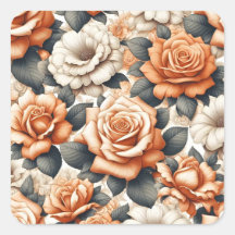 Naadloos Sinaasappel en wit rozenpatroon