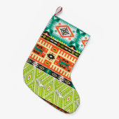 Naadloos stammenpatroon met geometrische elementen kleine kerstsok (Voorkant (Hangend))