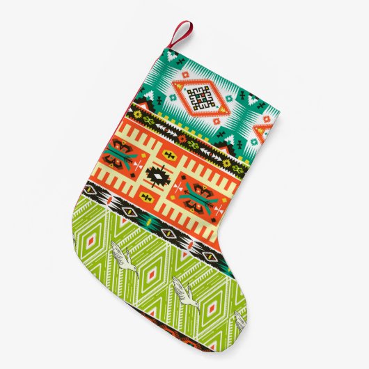 Naadloos stammenpatroon met geometrische elementen kleine kerstsok (Voorkant (Hangend))